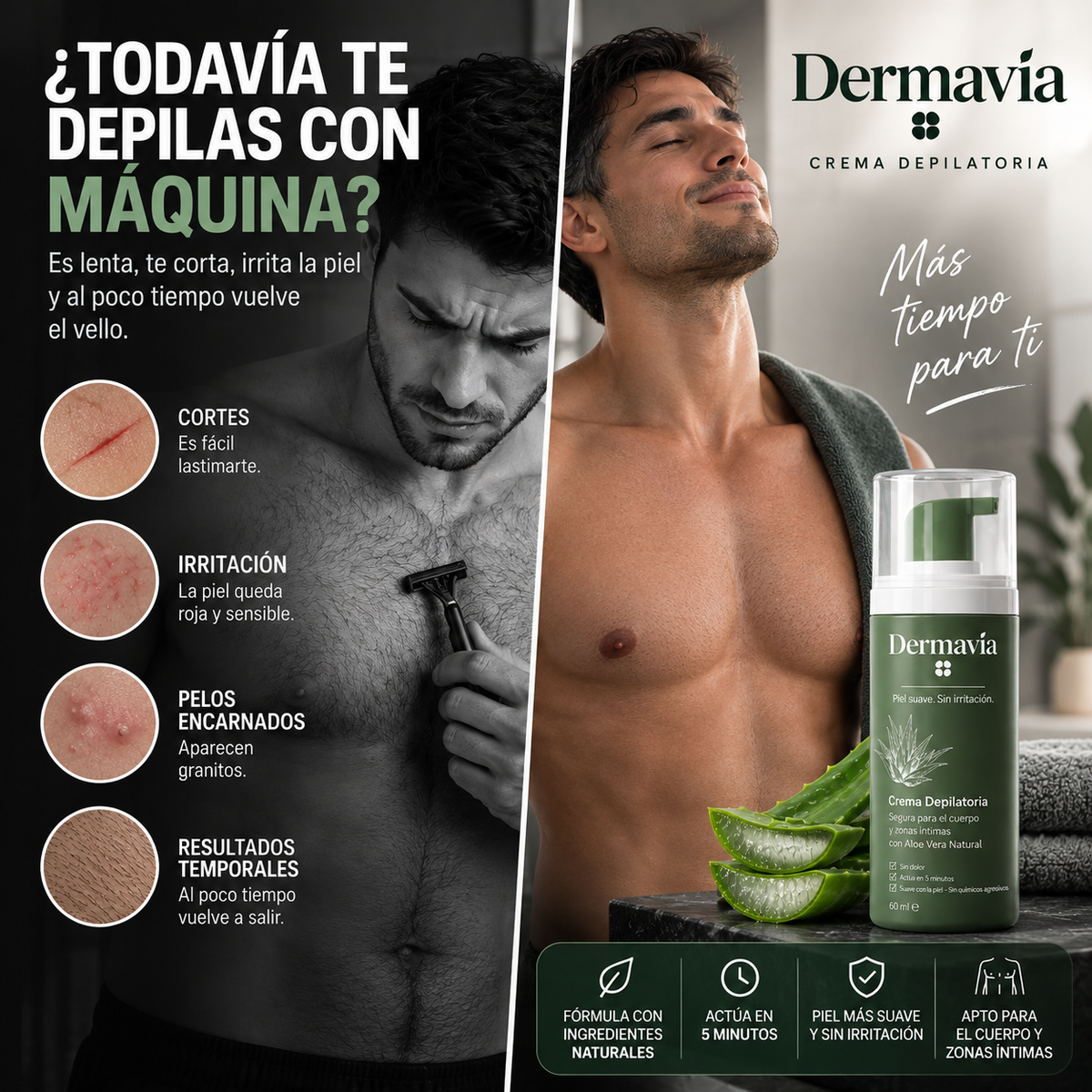 Dermavia™ Crema Depilatoria Corporal para una Piel Suave y Sin Irritación