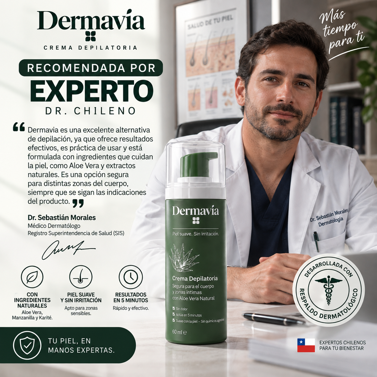 Dermavia™ Crema Depilatoria Corporal para una Piel Suave y Sin Irritación