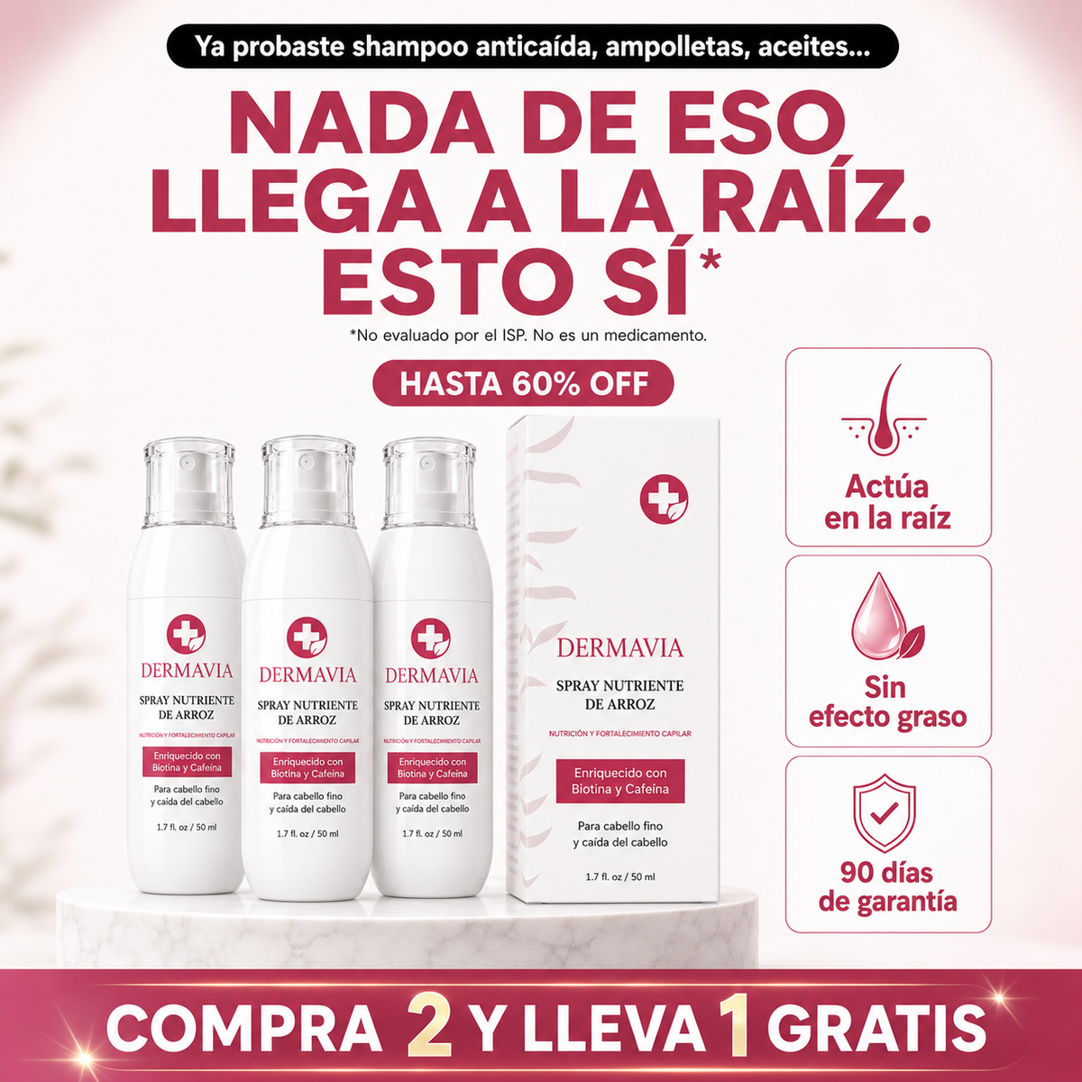 Dermavia™  Tratamiento Capilar para Recuperar Densidad desde la Raíz.